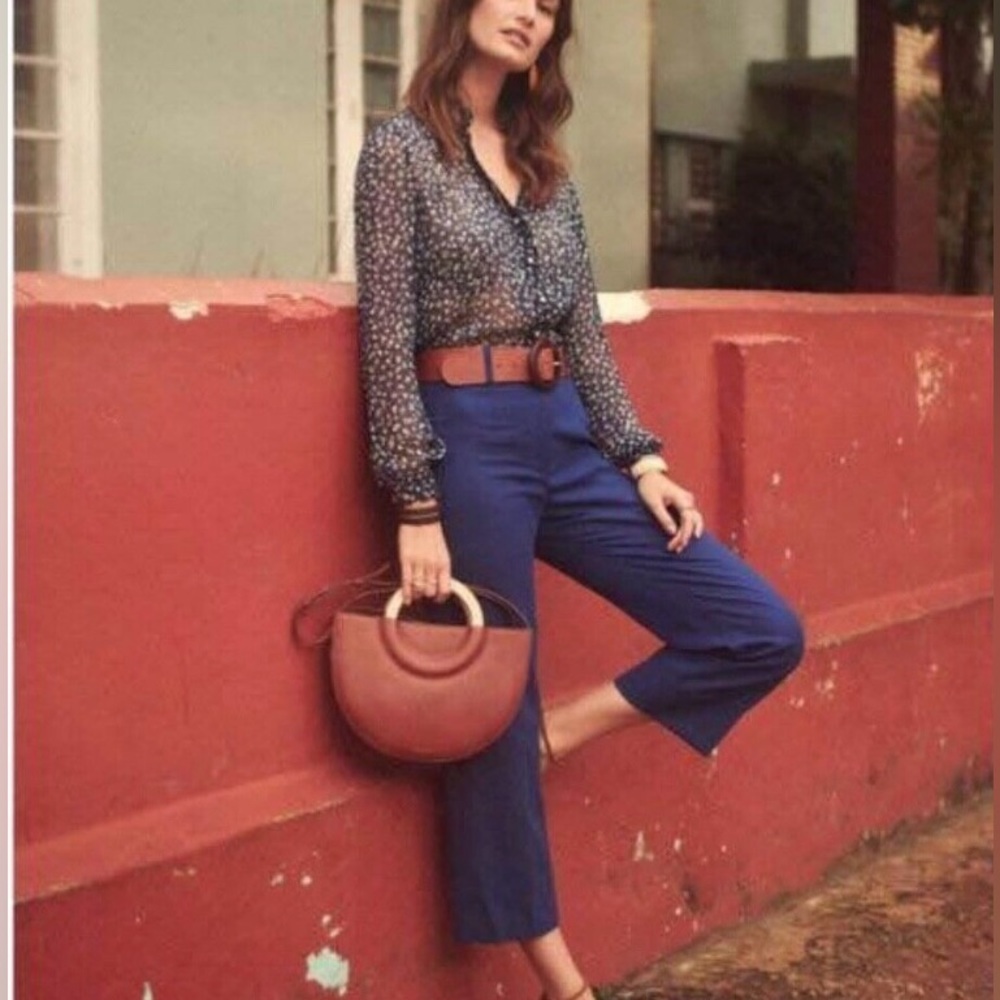 Sezane Navy Wide Leg Pants